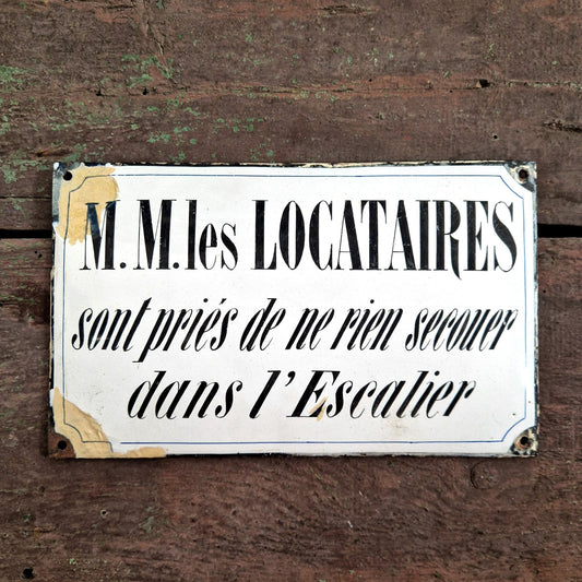 plaque emaillee locataires ancien
