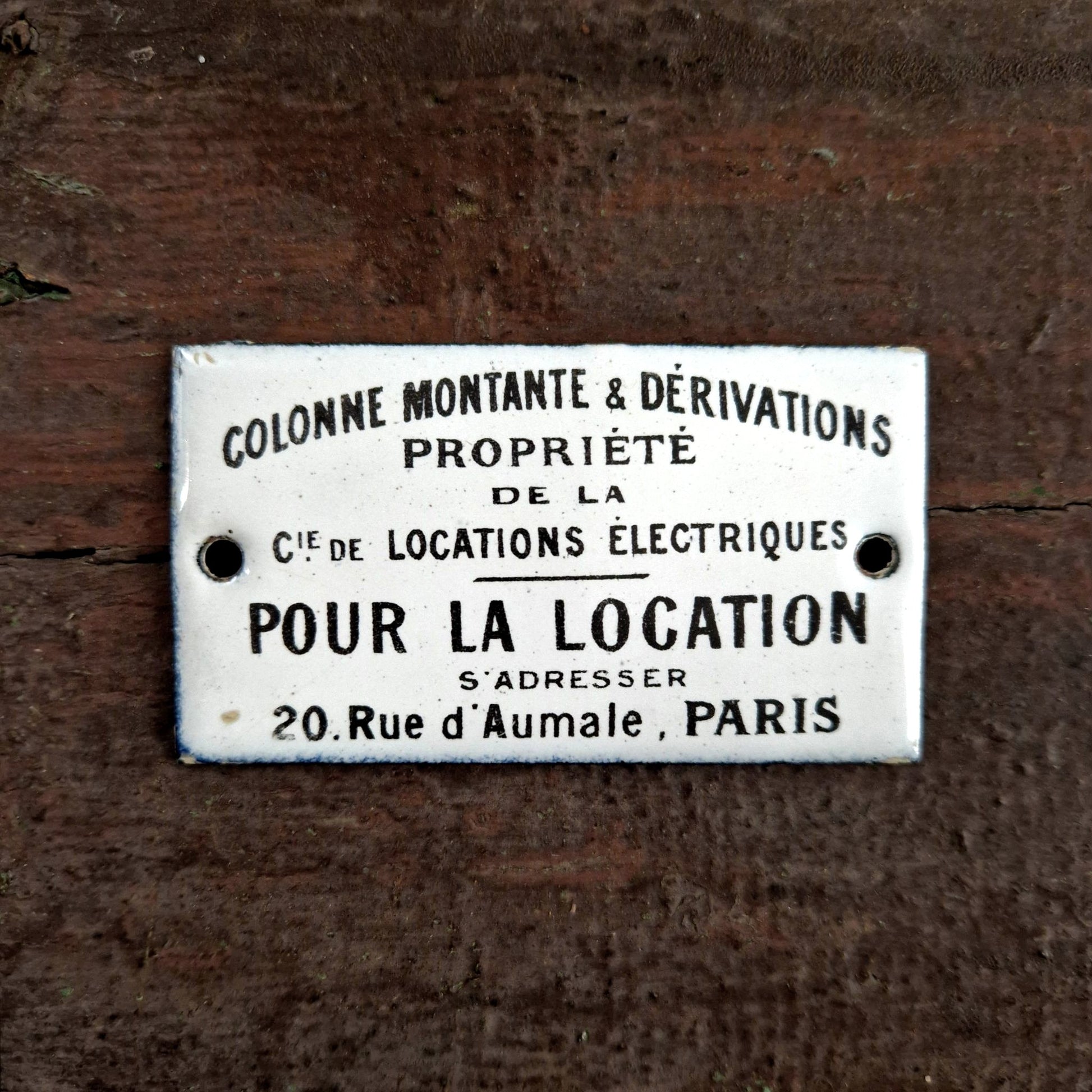 plaque émaillée paris colonne montante