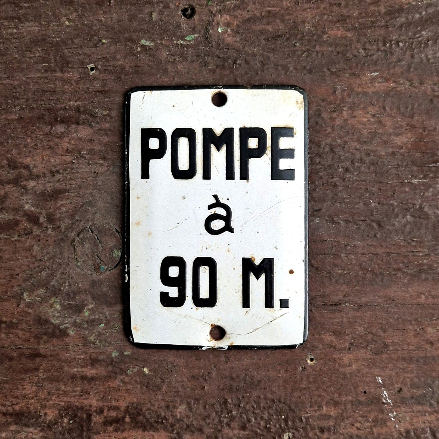plaque emaillee pompe 90m blanche