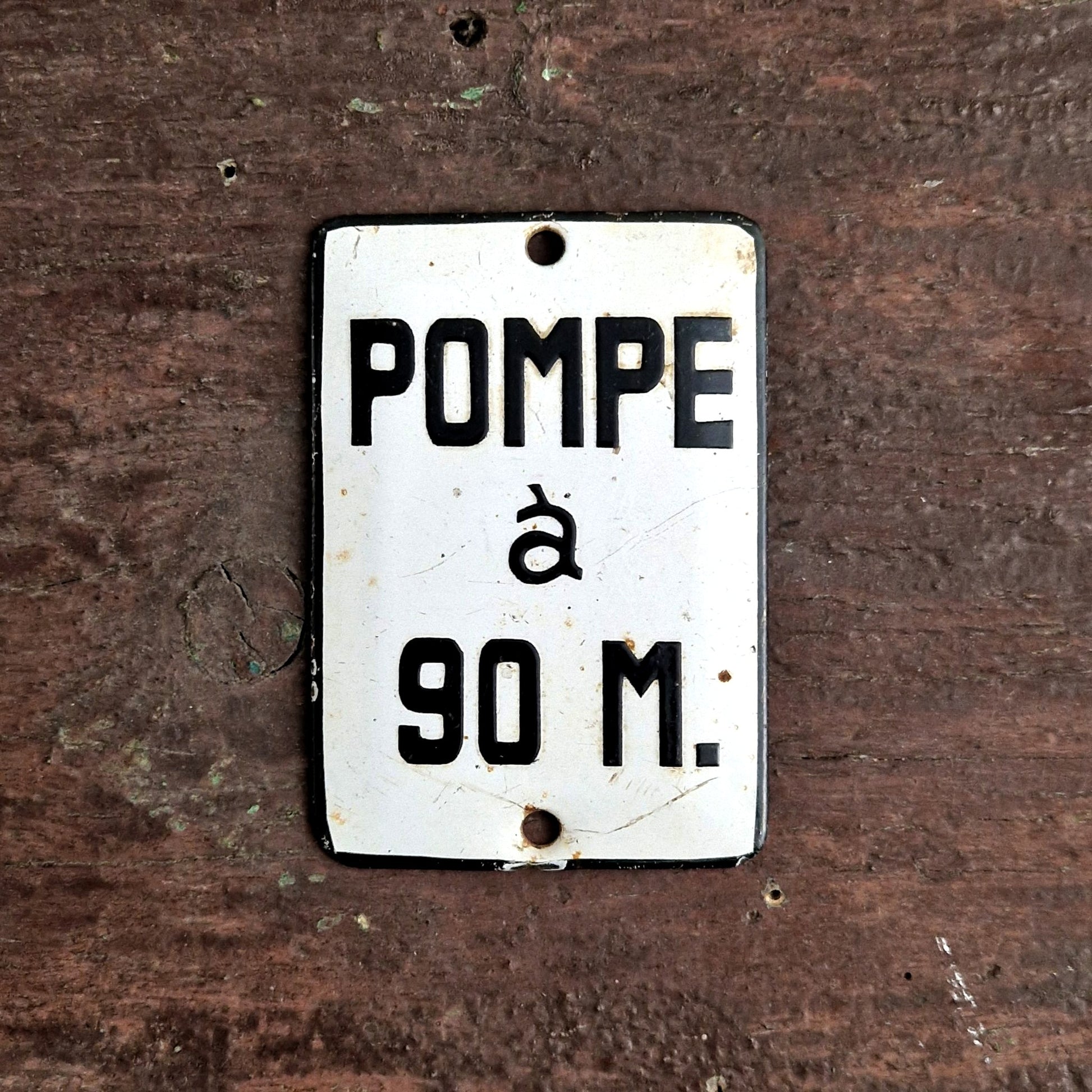 plaque emaillee pompe 90m blanche