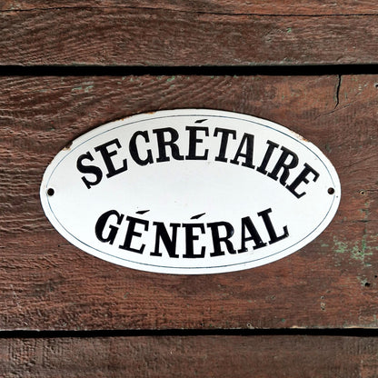 Plaque émaillée « Secrétaire Général »