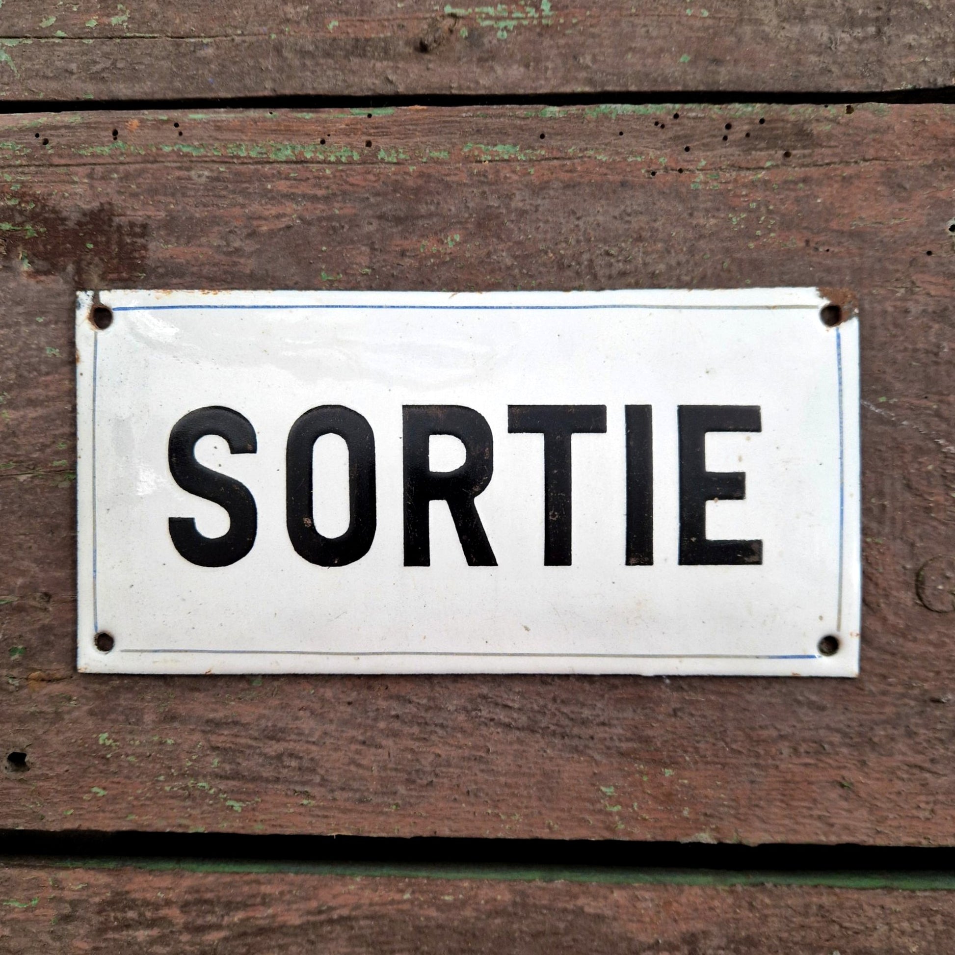 plaque emaillee sortie blanc noir