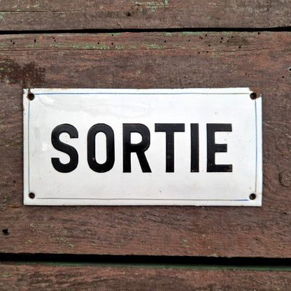 plaque emaillee sortie blanc noir