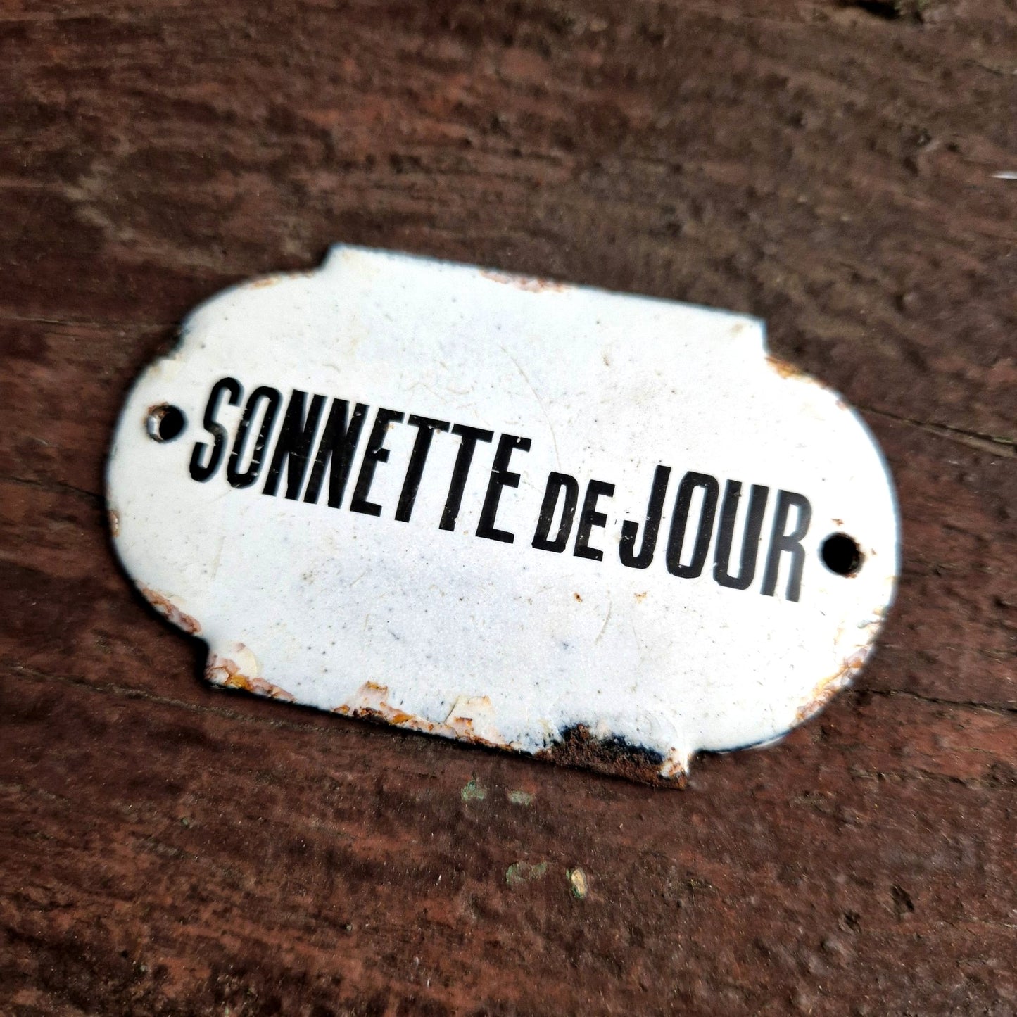 plaque émaillée vintage sonnette de jour