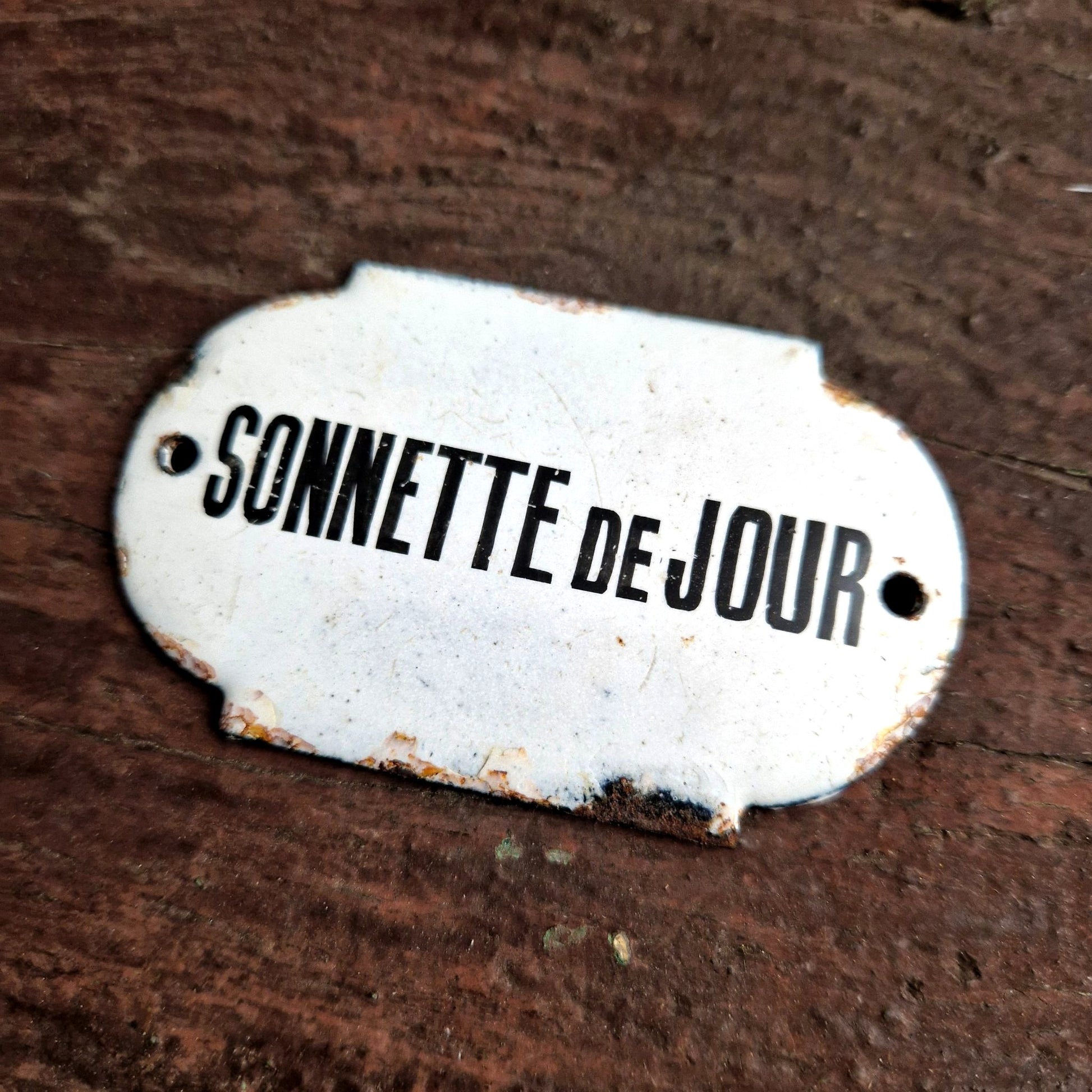 plaque émaillée vintage sonnette de jour