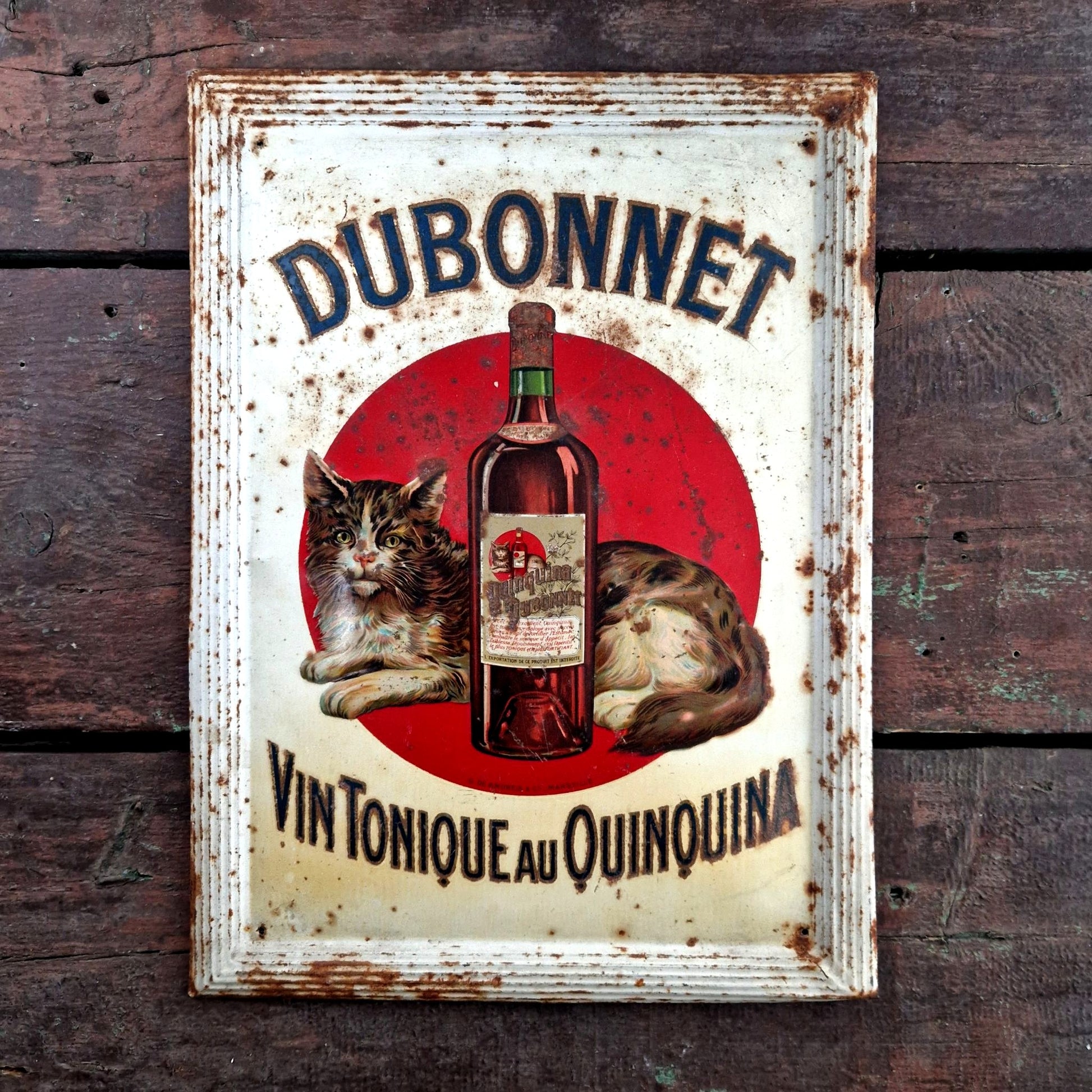 plaque lithographiée dubonnet chat