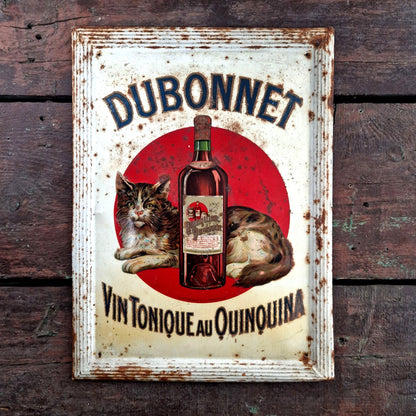 plaque lithographiée dubonnet chat
