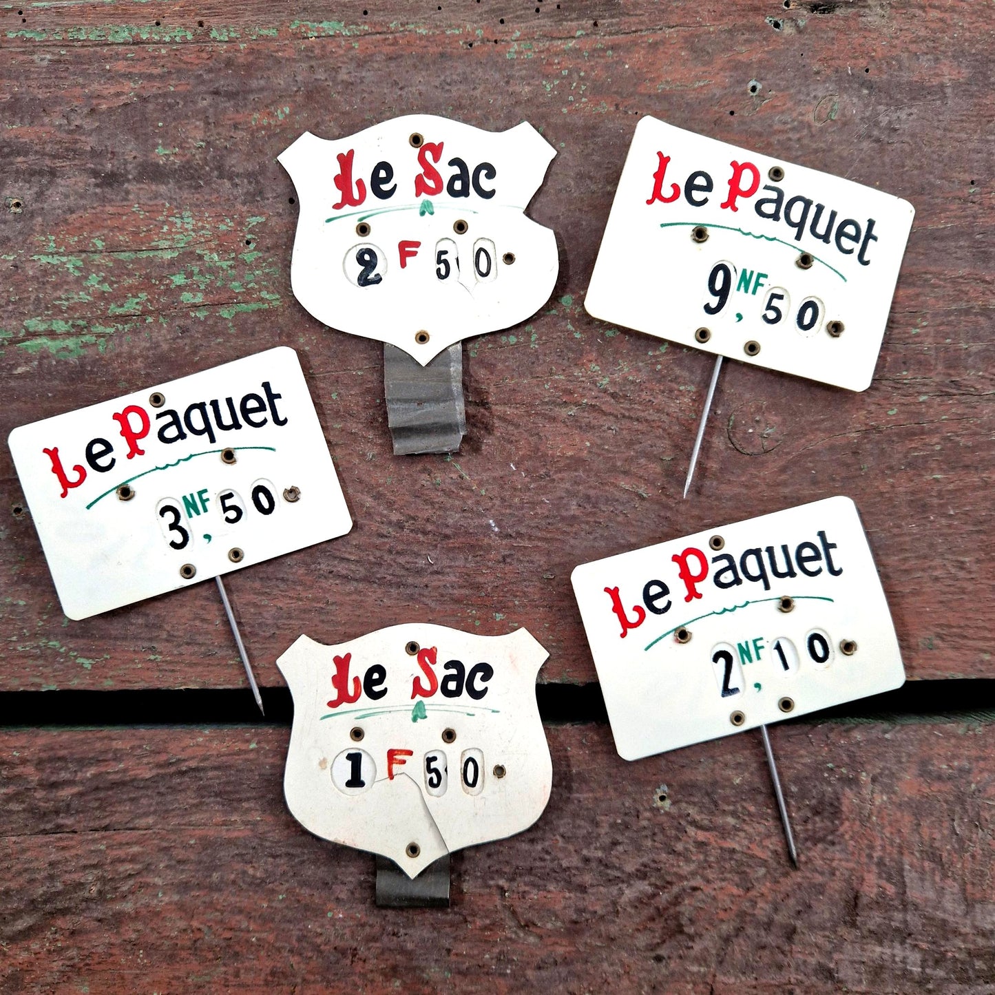 plaque prix celluloid epicerie sac paquet