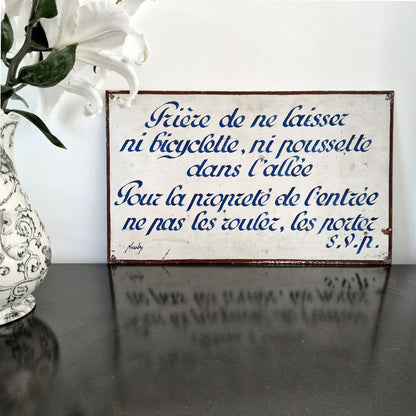 plaque signalétique peinte vintage france