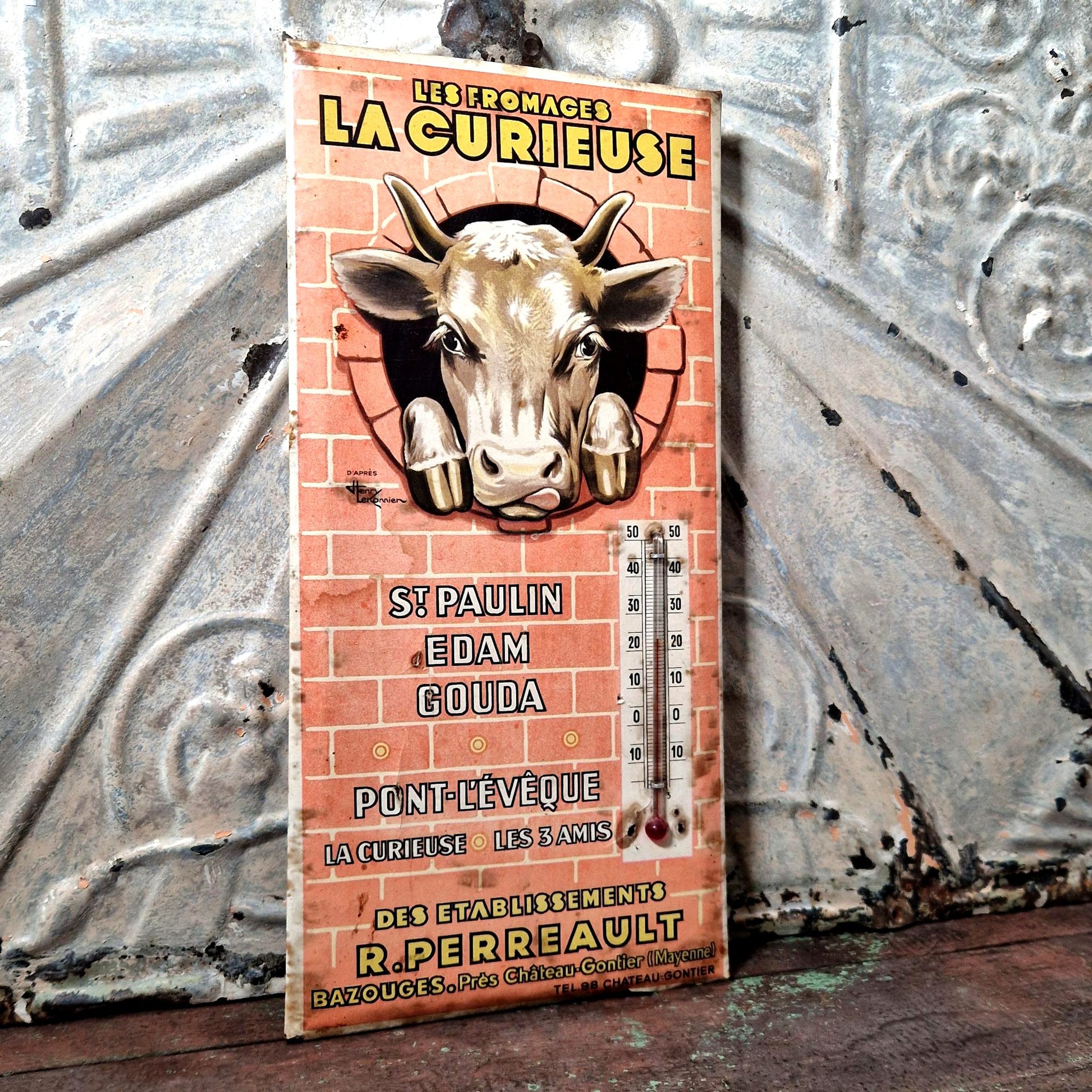 plaque thermometre ancien publicite vache fromages