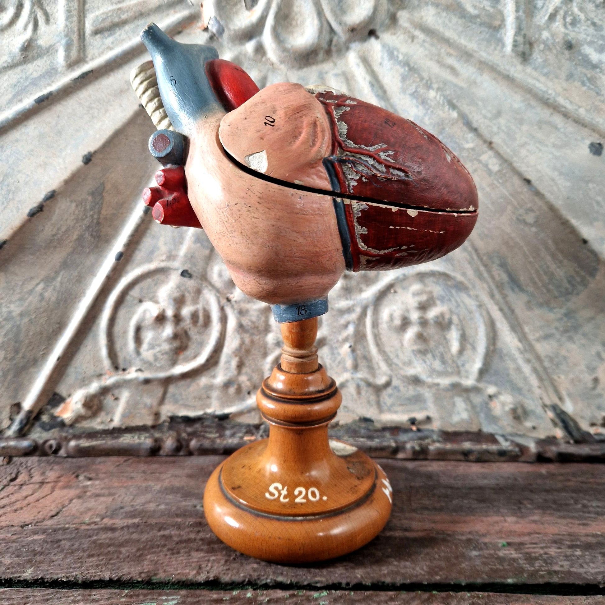 plaster wood heart model collectible