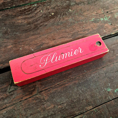 plumier d'écolier en bois rouge