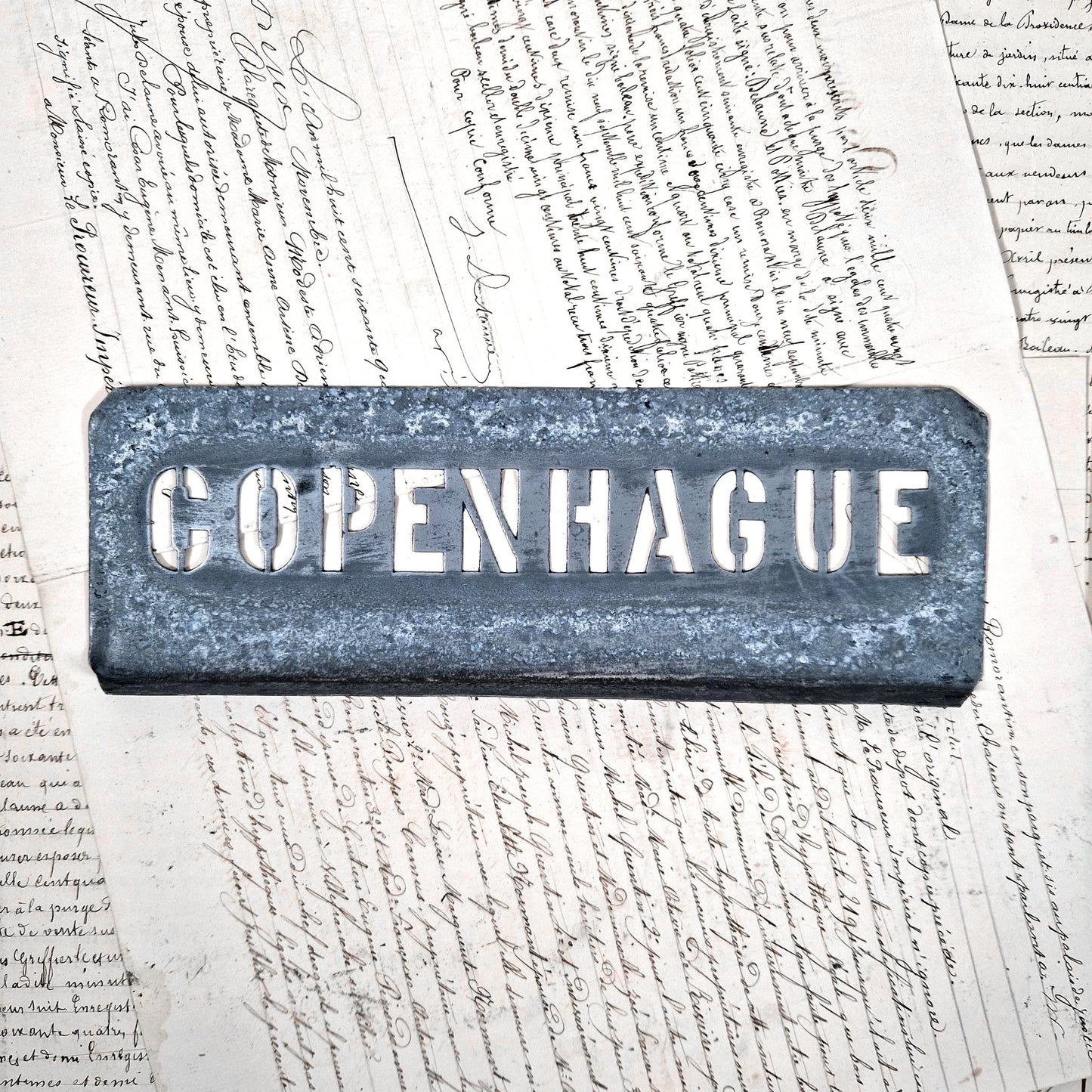 pochoir ancien copenhague zinc