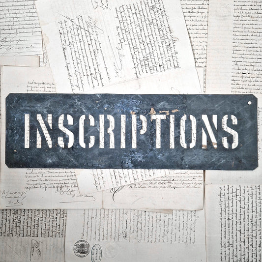 pochoir ancien inscriptions