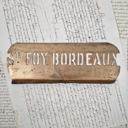 pochoir ancien laiton sainte foy bordeaux
