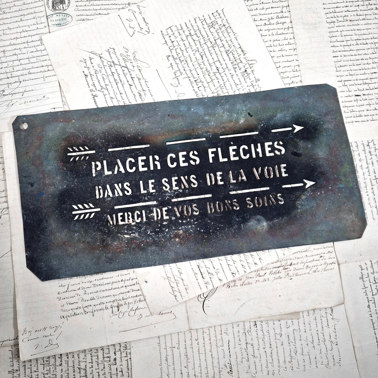 pochoir directionnel fleches ancienne