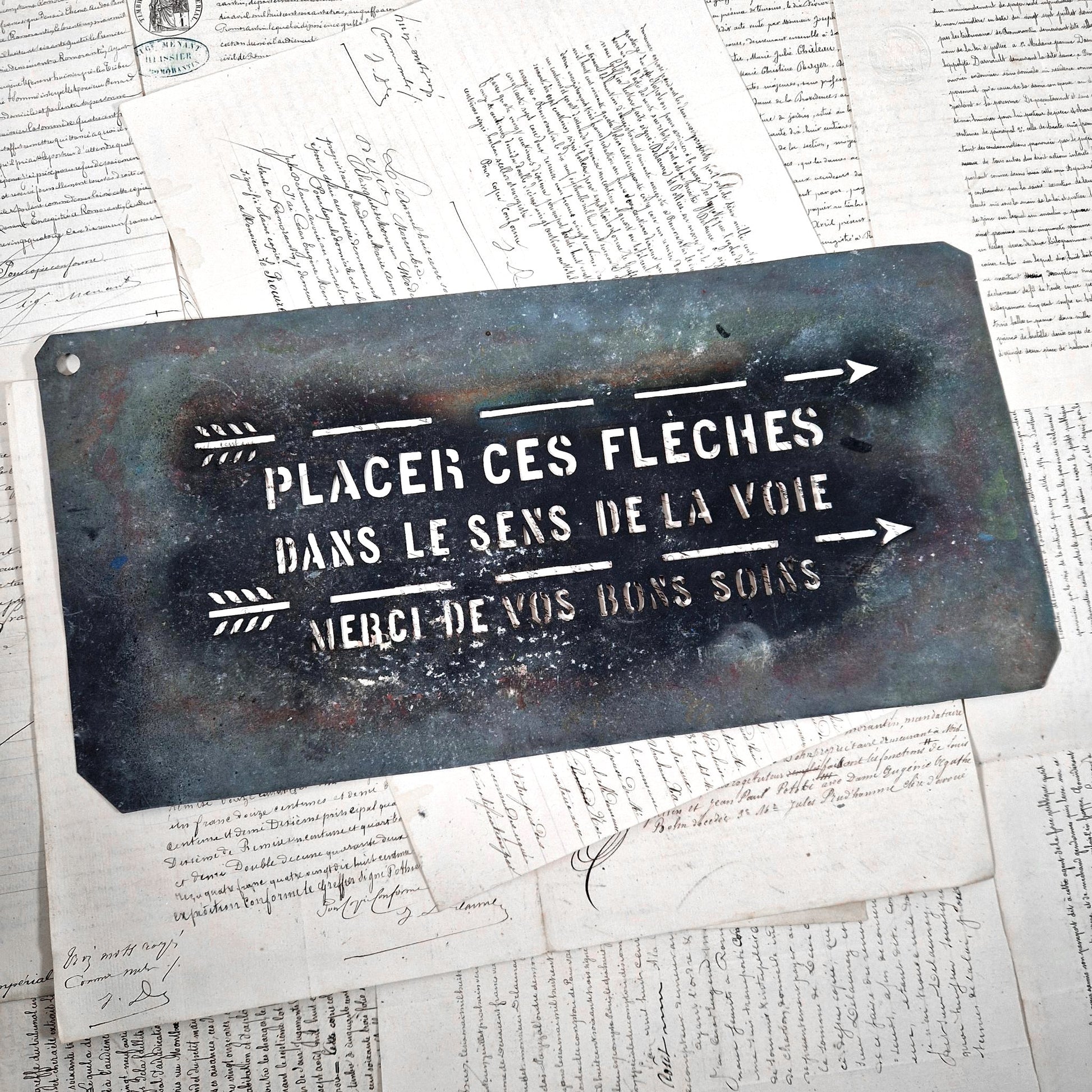 pochoir directionnel fleches ancienne