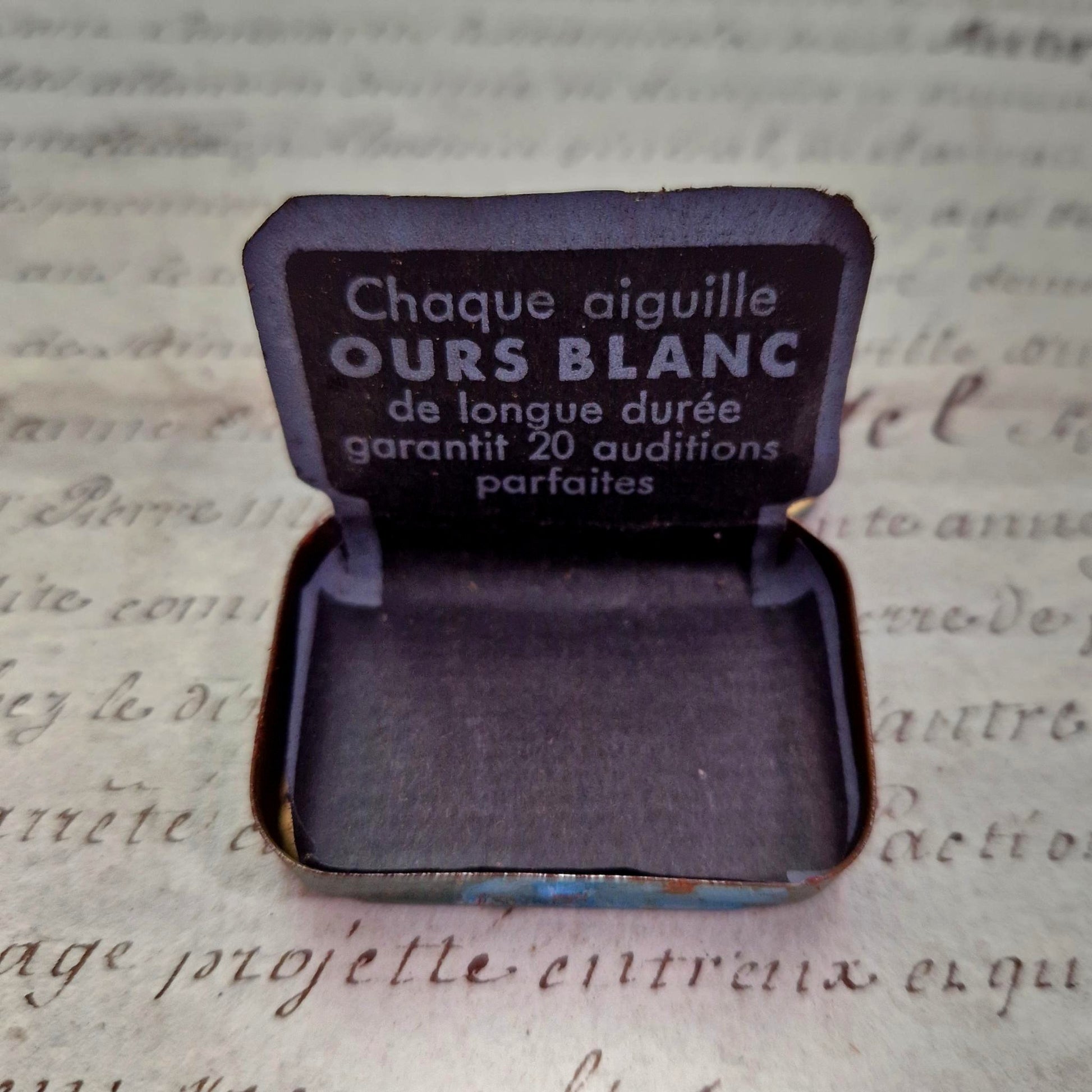 polar bear needle tin langspielnadeln blue