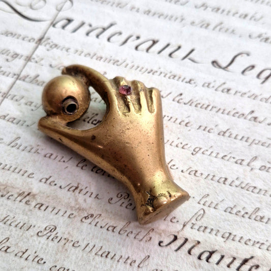 porte plume ancien main laiton