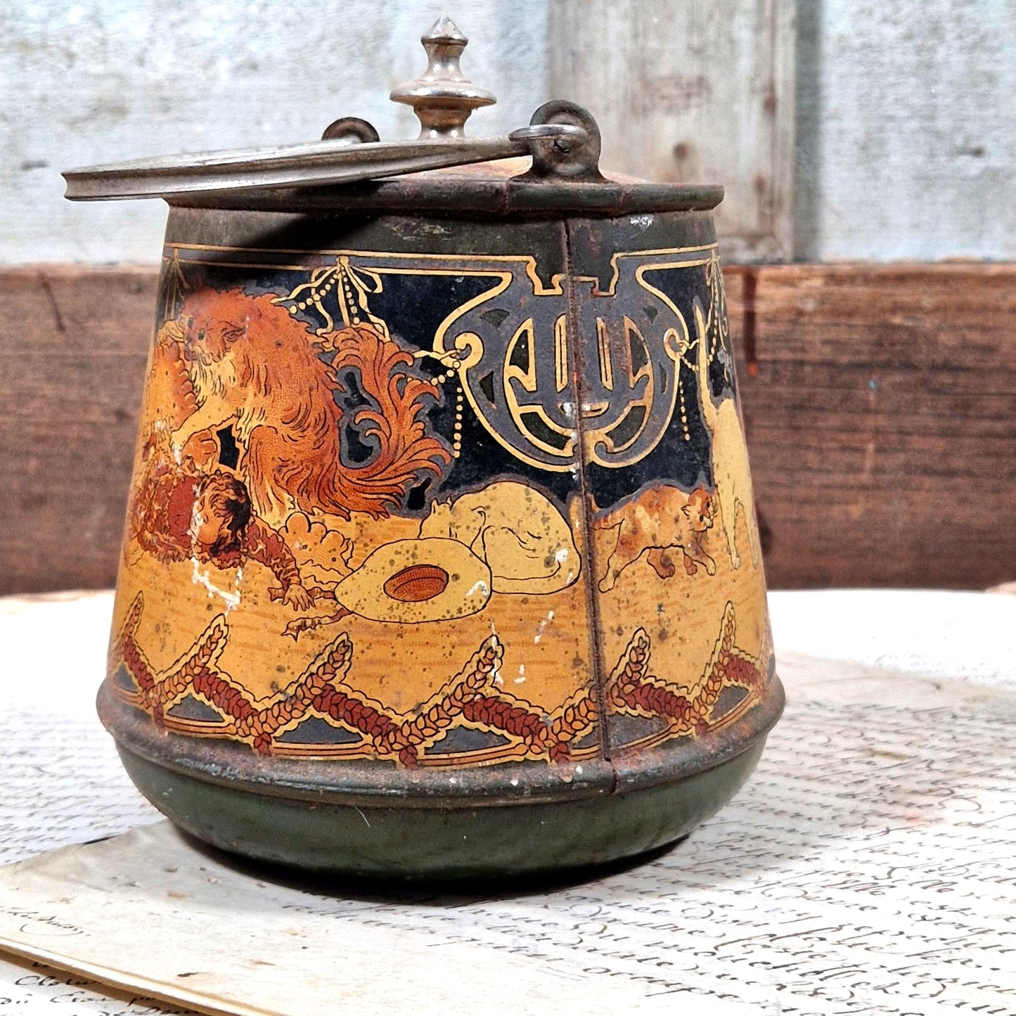 pot a biscuits lu tole lithographie 1900