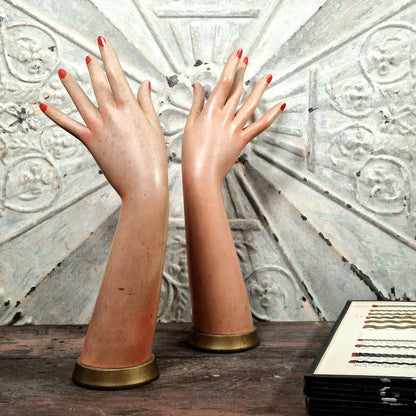 presentoir main bois peint ancien