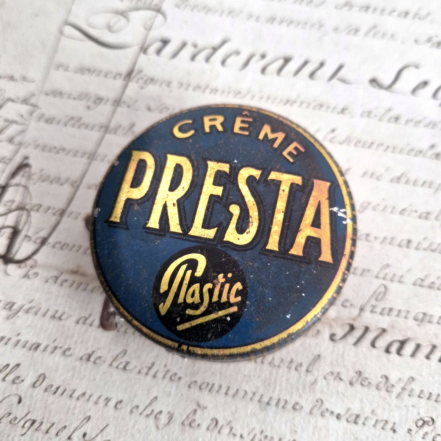 presta shoe polish metal tin
