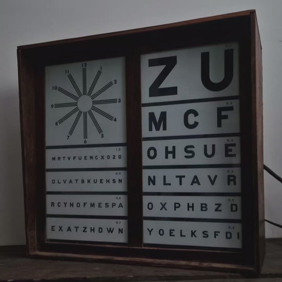 Ancien tableau optométrique lumineux opthalmologie