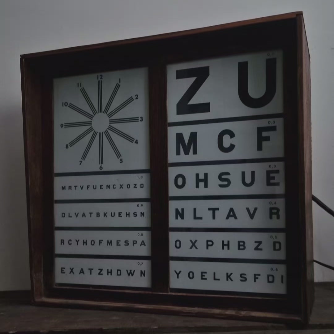 Ancien tableau optométrique lumineux opthalmologie