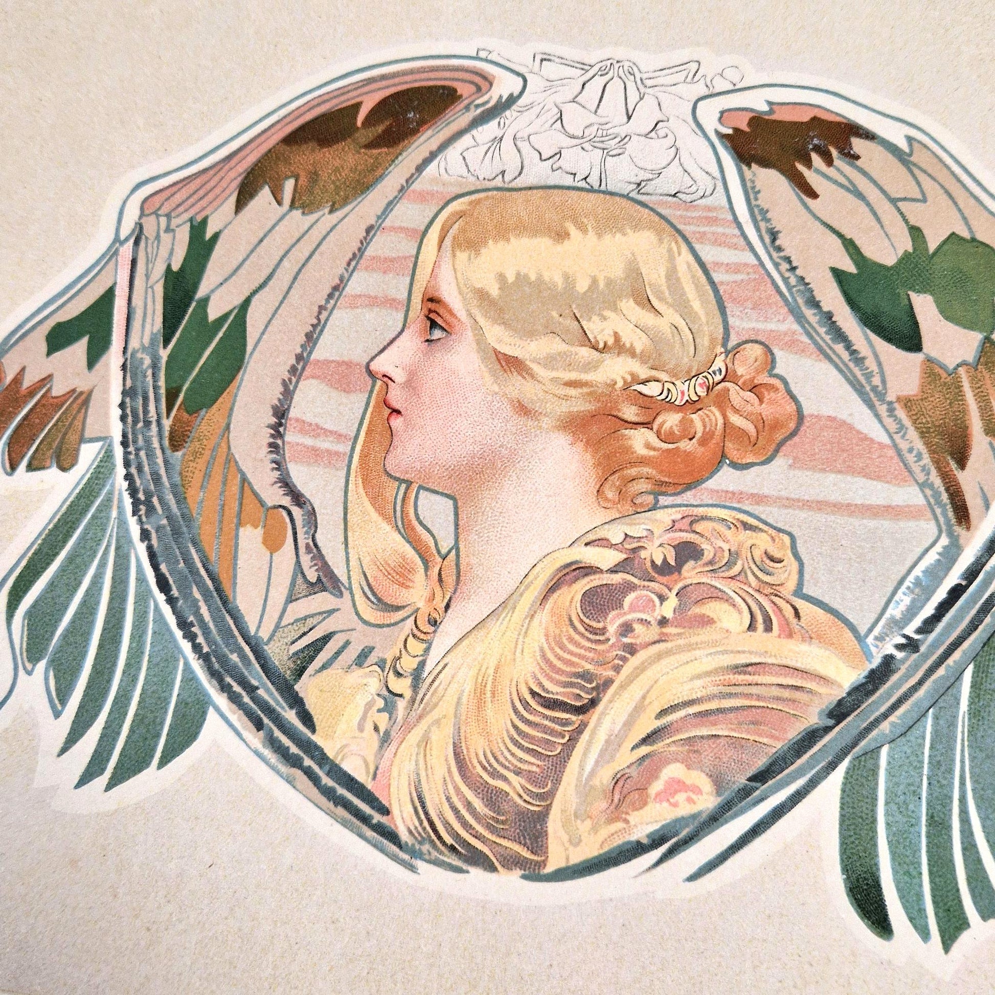 rare art nouveau lady illustration paris