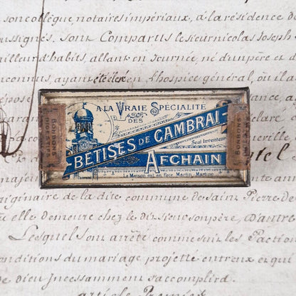 Rare advertising tin “Bêtises de Cambrai – Afchain” 