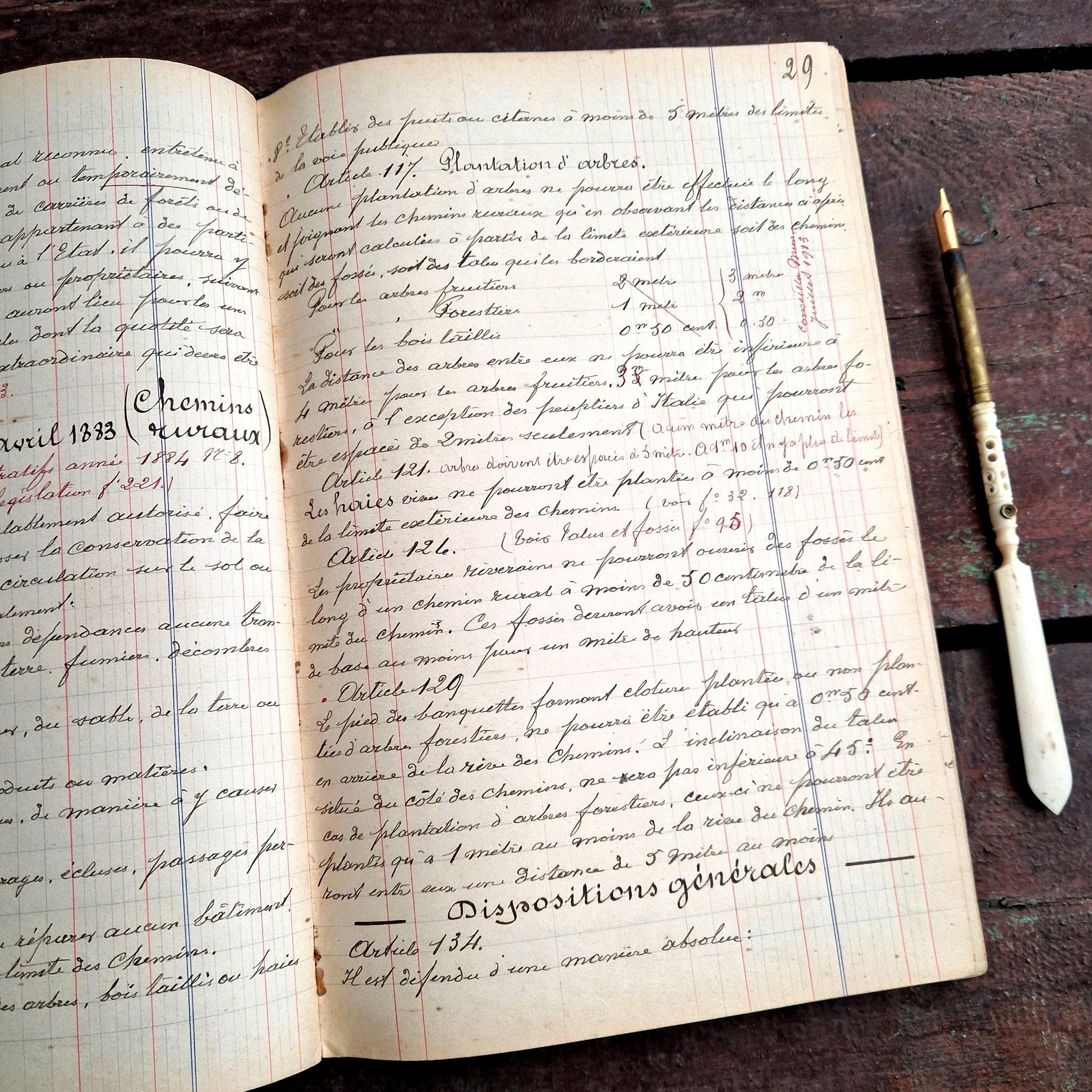 recueil manuscrit de textes réglementaires