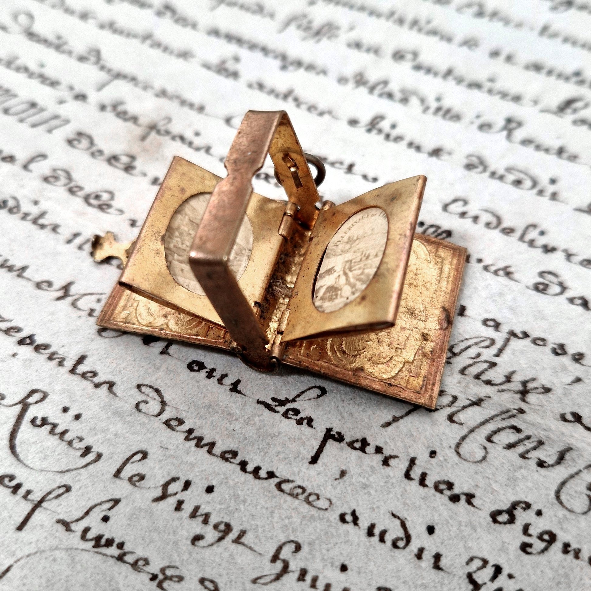 religious book pendant vintage