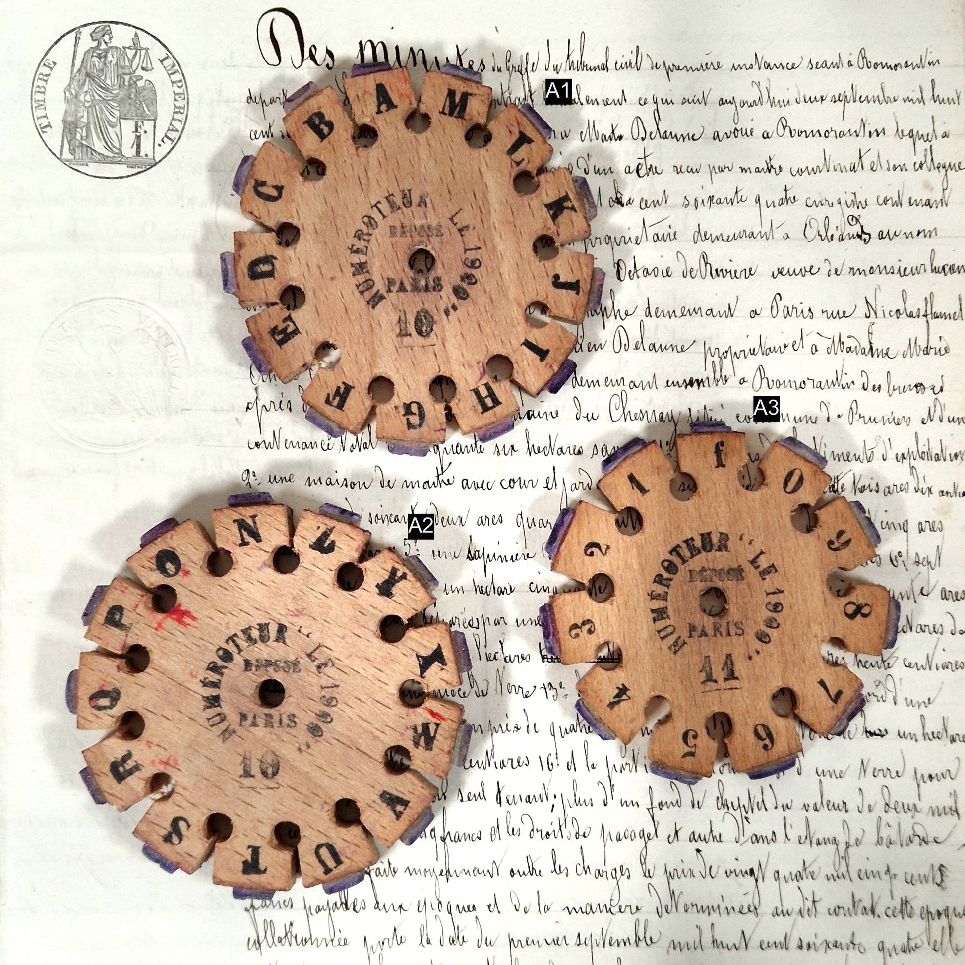 roue tampon typographique ancienne