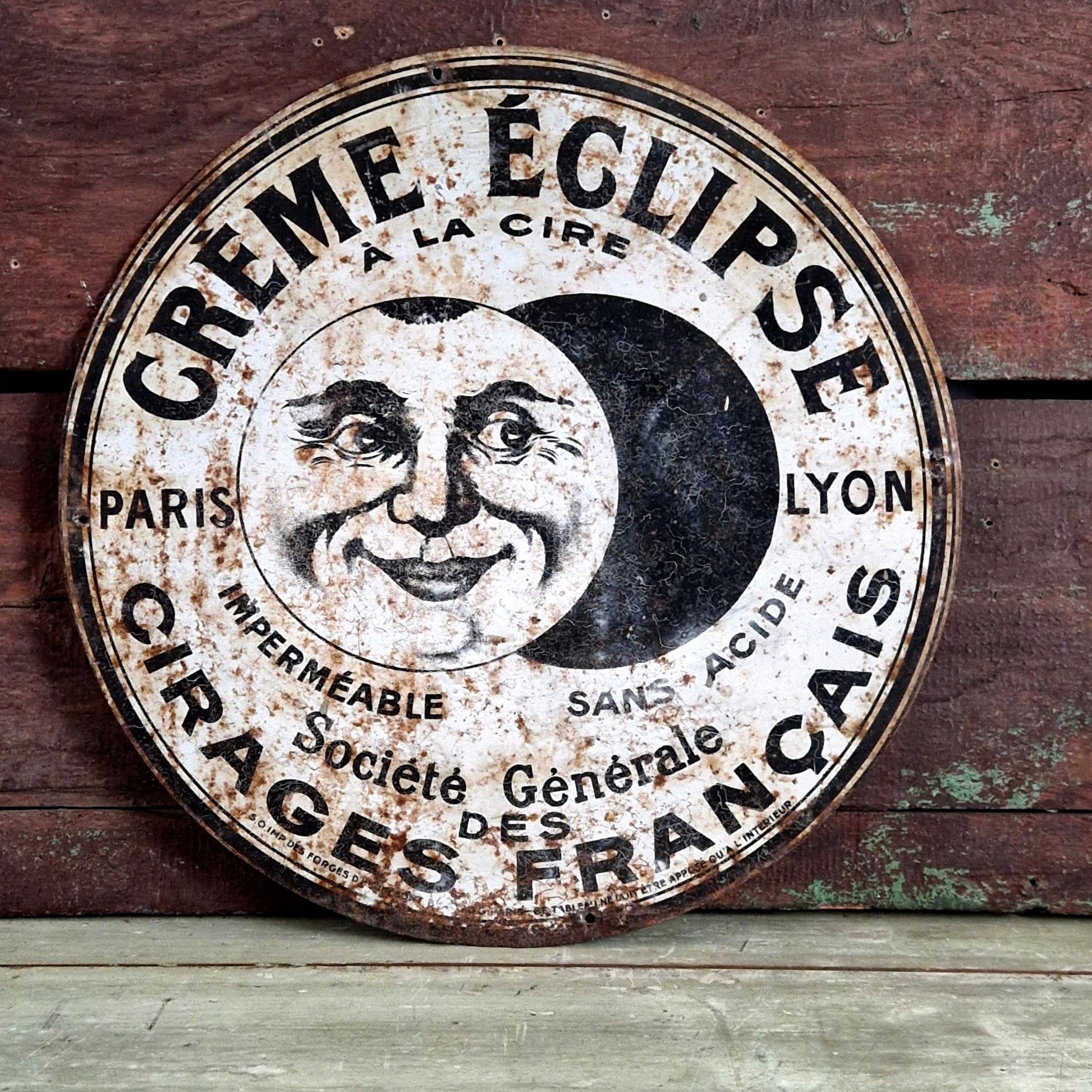 round lithograph sign french polish