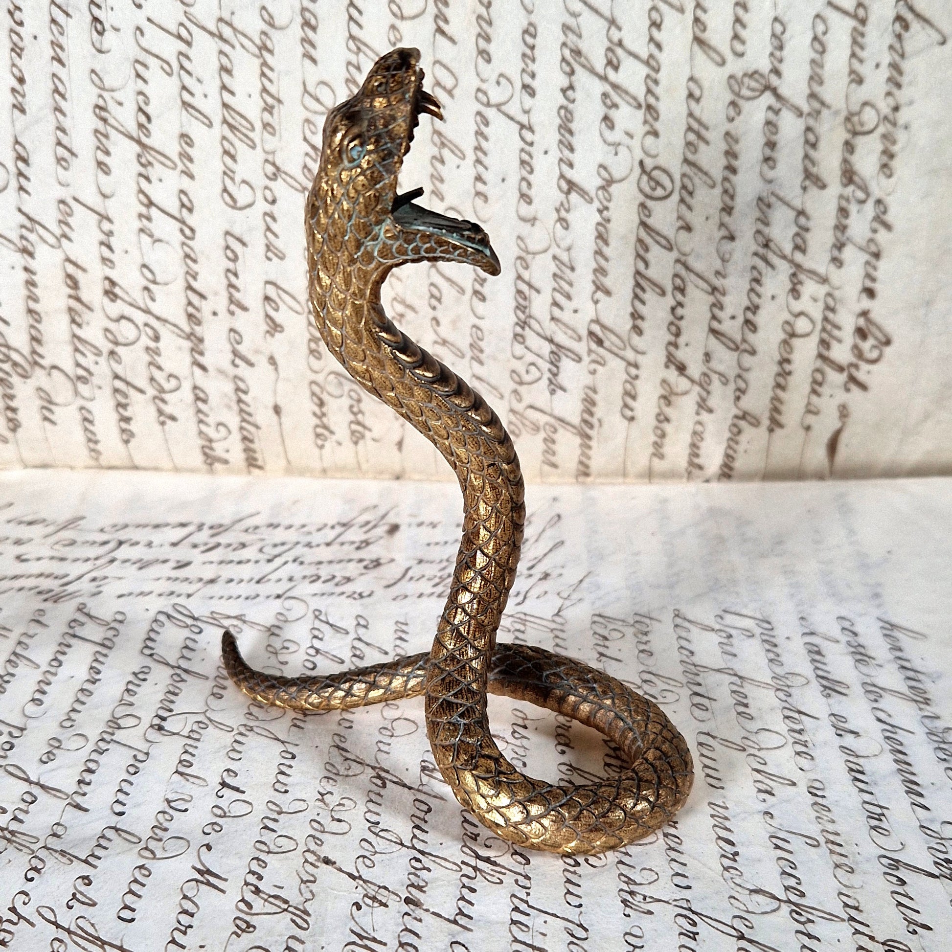 serpent bronze doré ancien