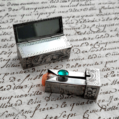 silver lipstick case vintage 800
