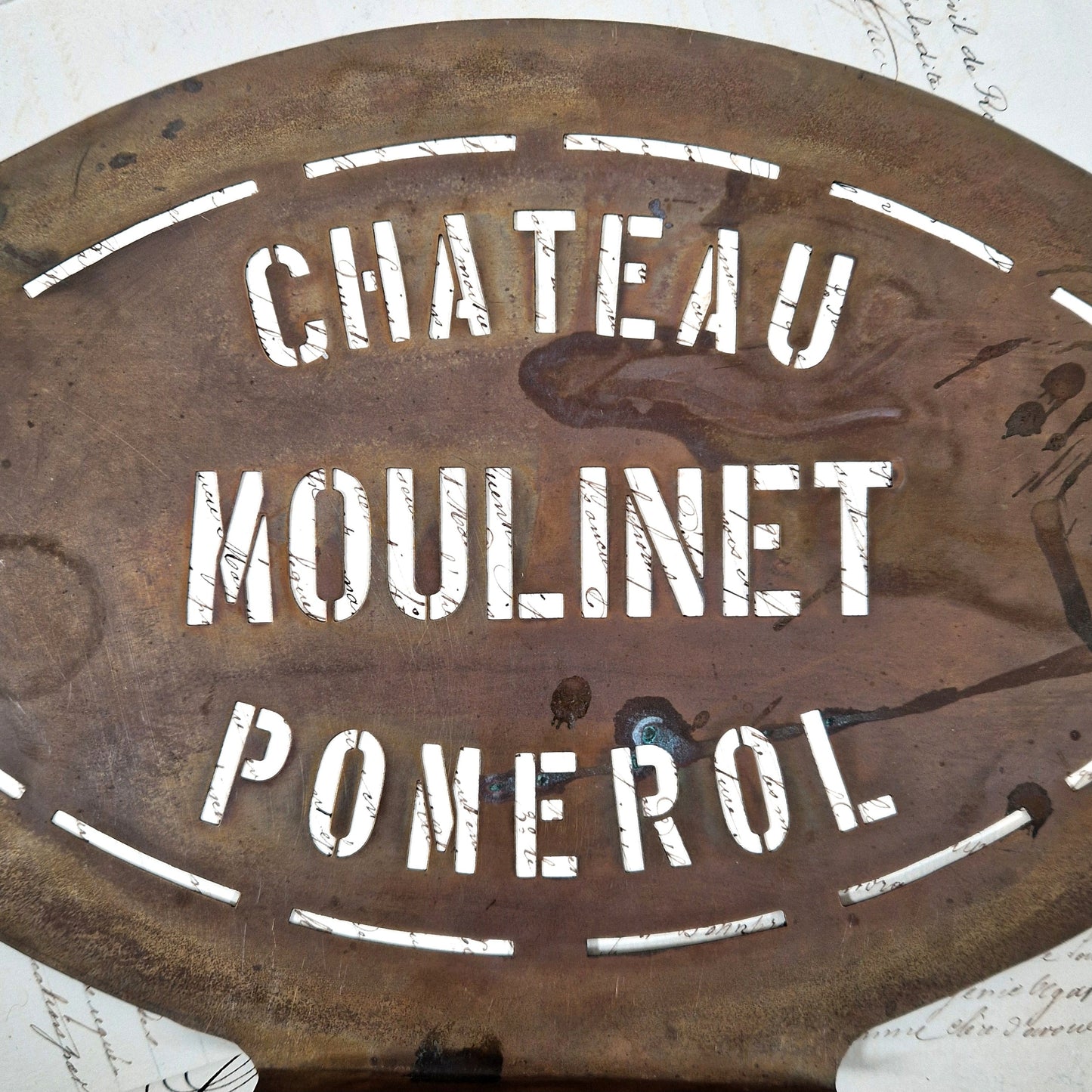 stencil wine barrel chateau moulinet