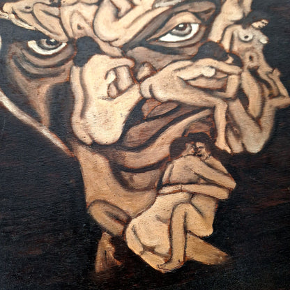 surrealist painting nude faces wood