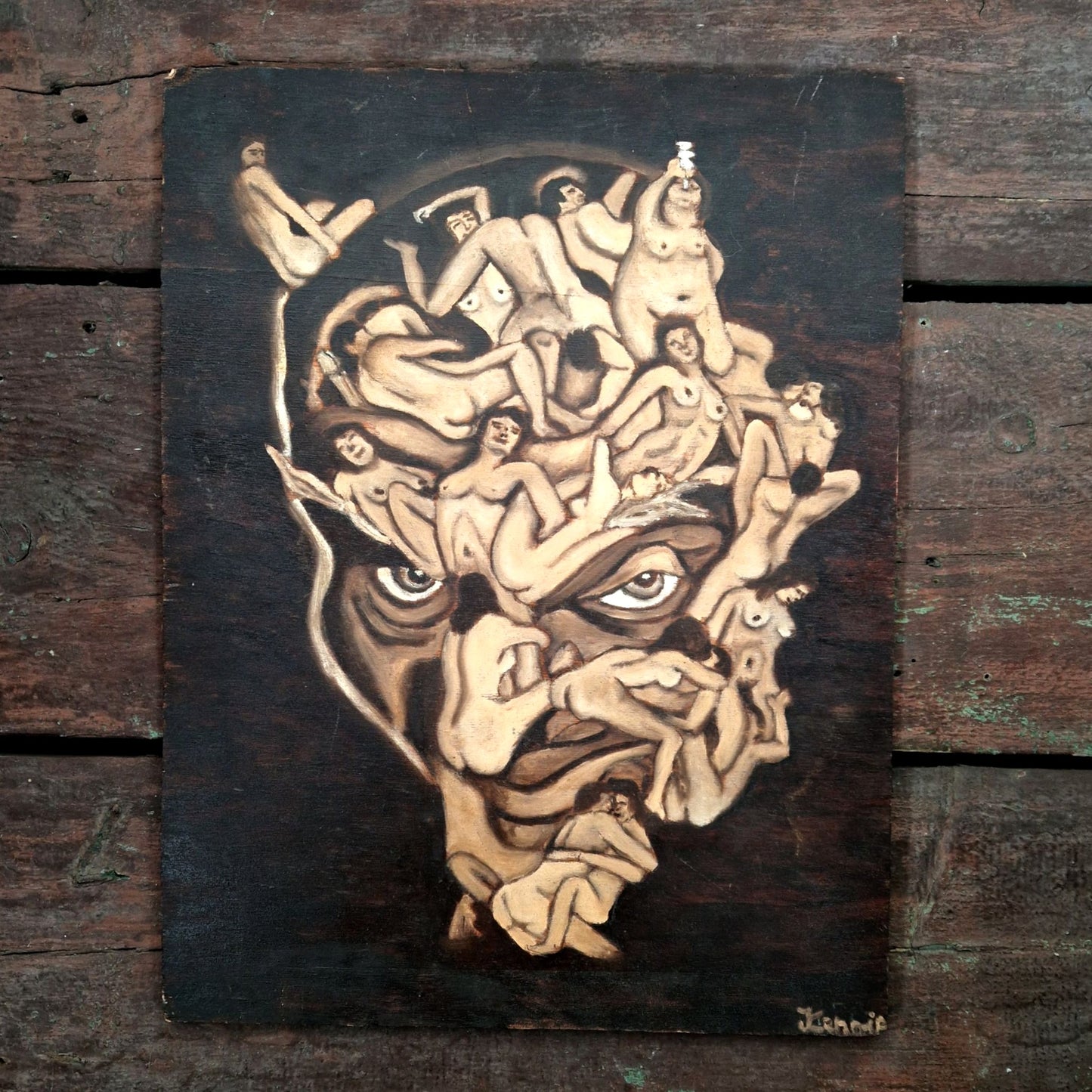 tableau visage nu diable surrealisme