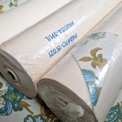 tapisserie florale bleu or 1970