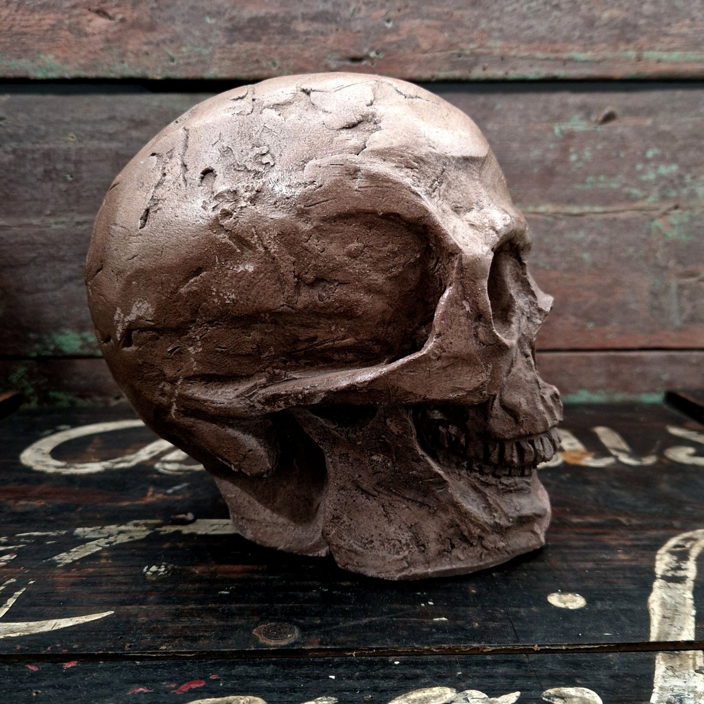 terracotta skull sculpture