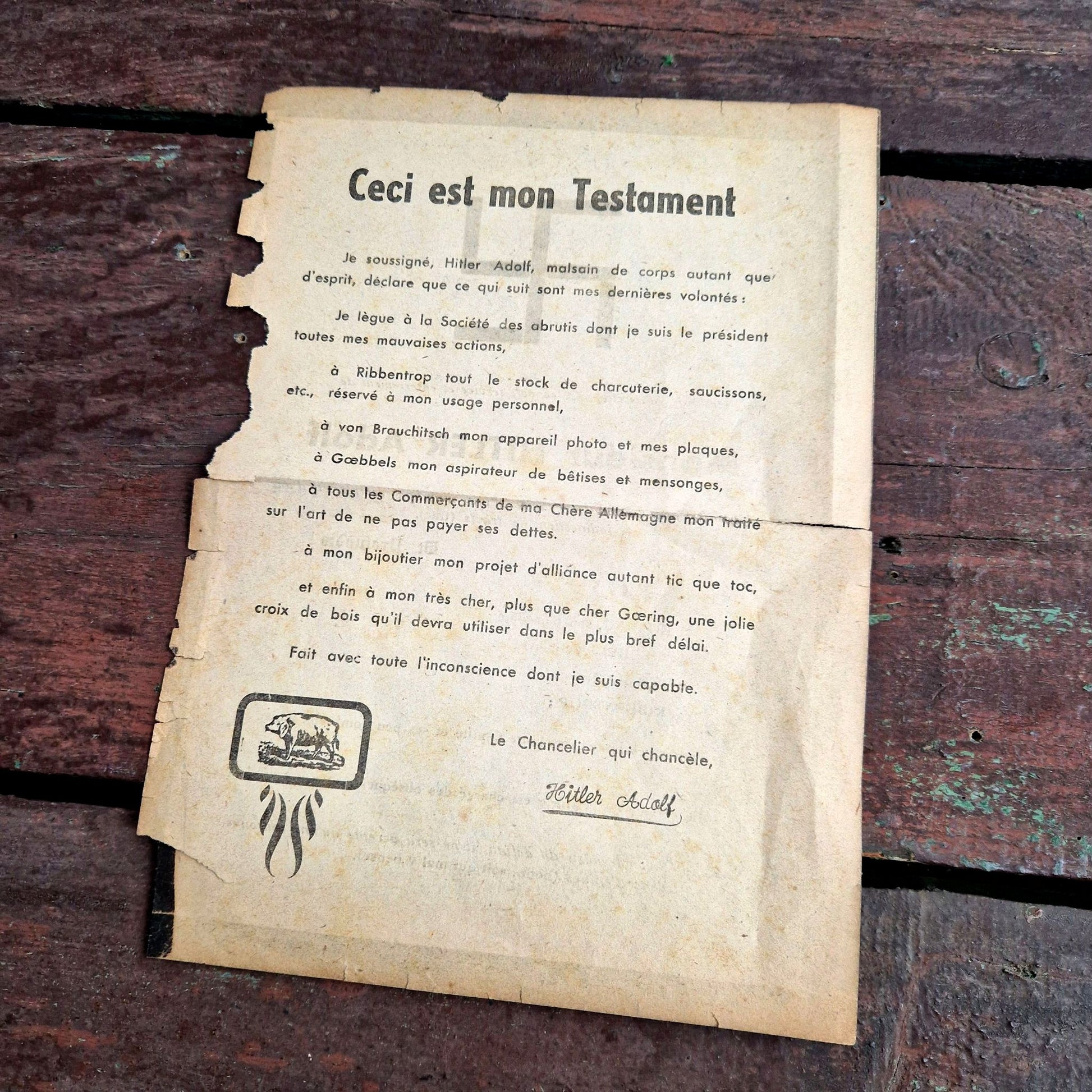 testament hitler signature fictive