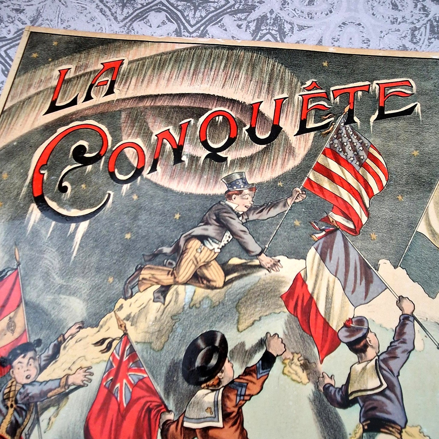 the conquest of the pole antique game label