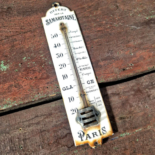 thermomètre emaillé publicitaire samaritaine