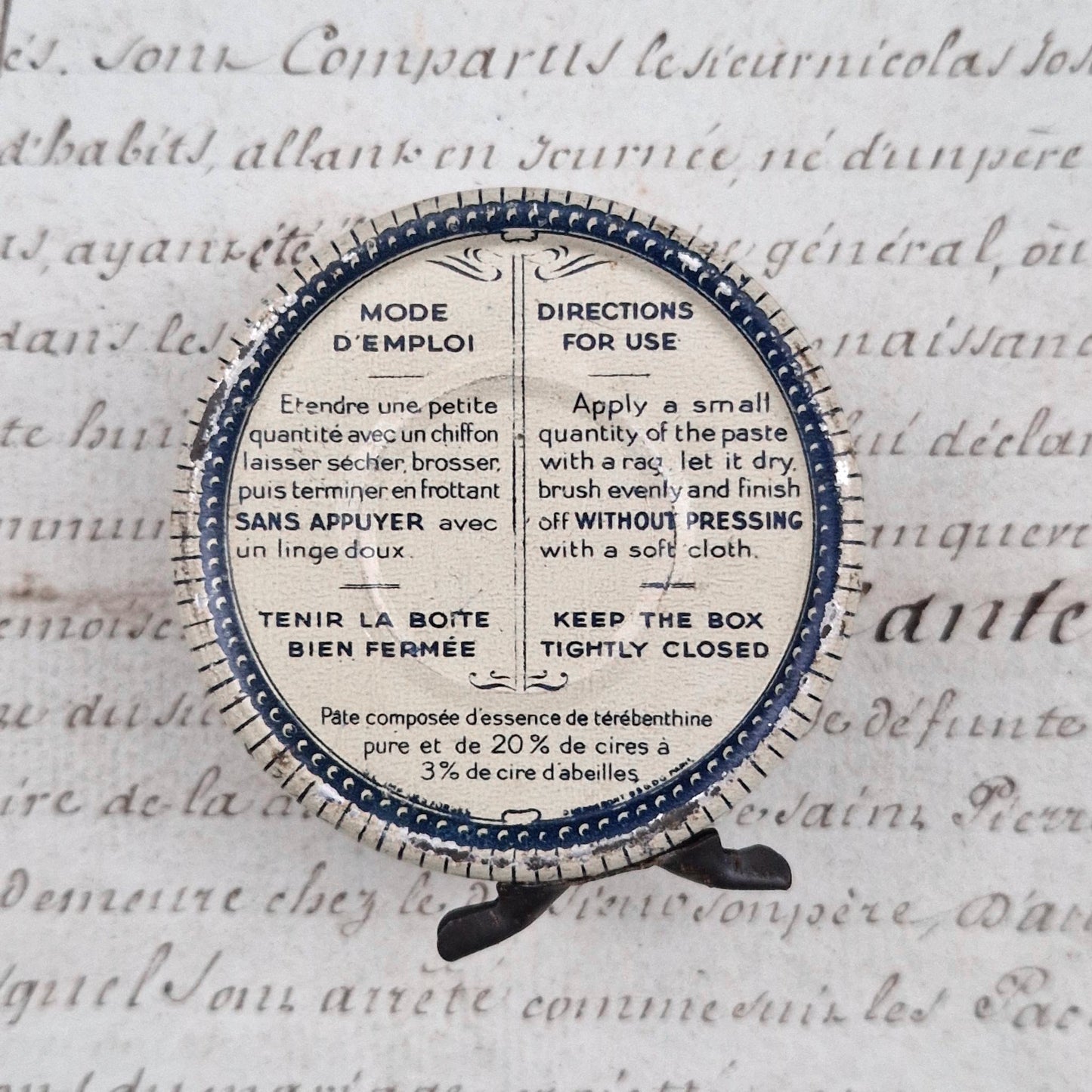 Boîte de cirage « Bee’s Polish », Bleu et blanc