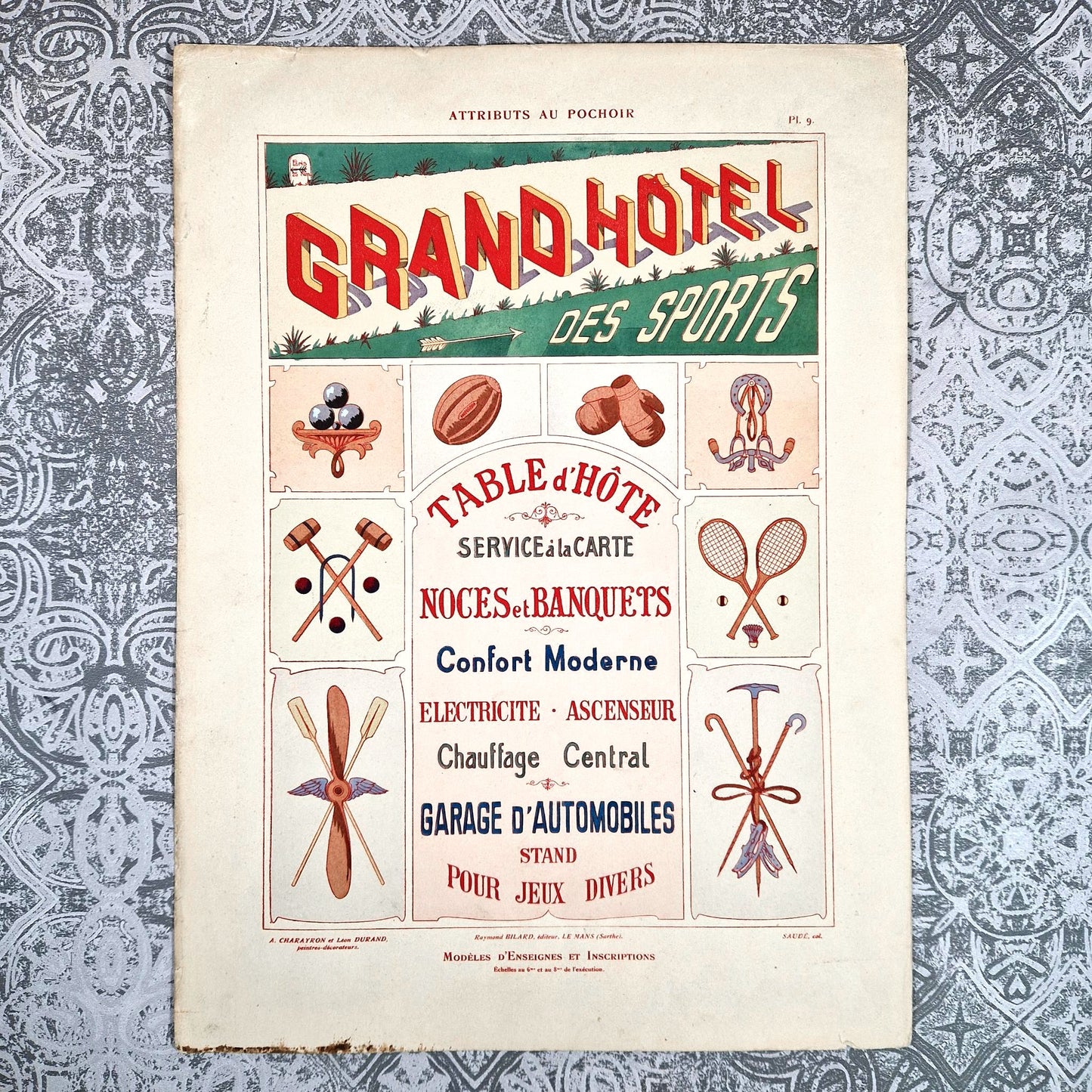typographie pochoir hotel sports 1900