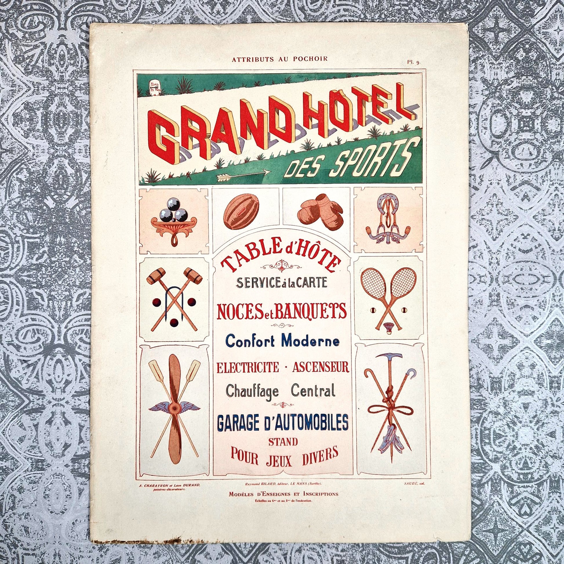 typographie pochoir hotel sports 1900