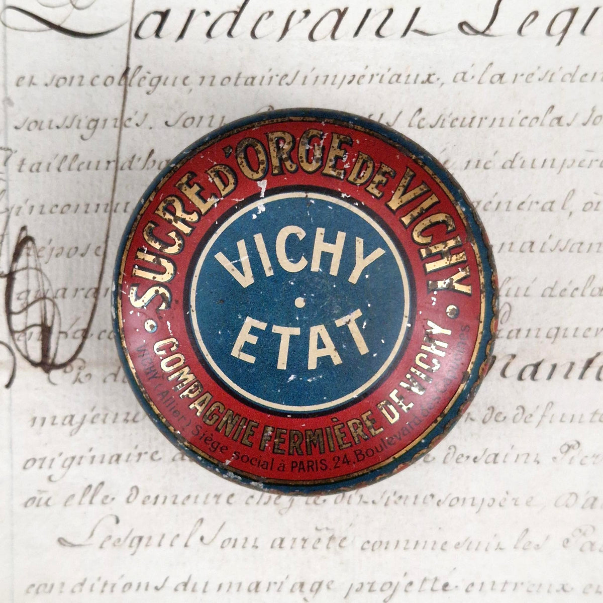 Boite ancienne Sucre d'orge « Vichy Etat »