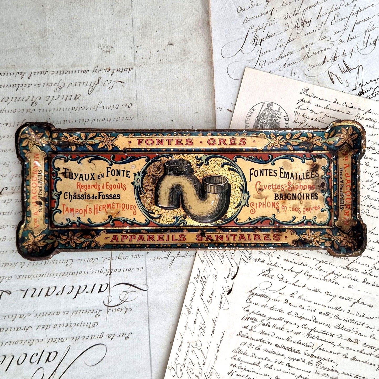 vide poche tole lithographie