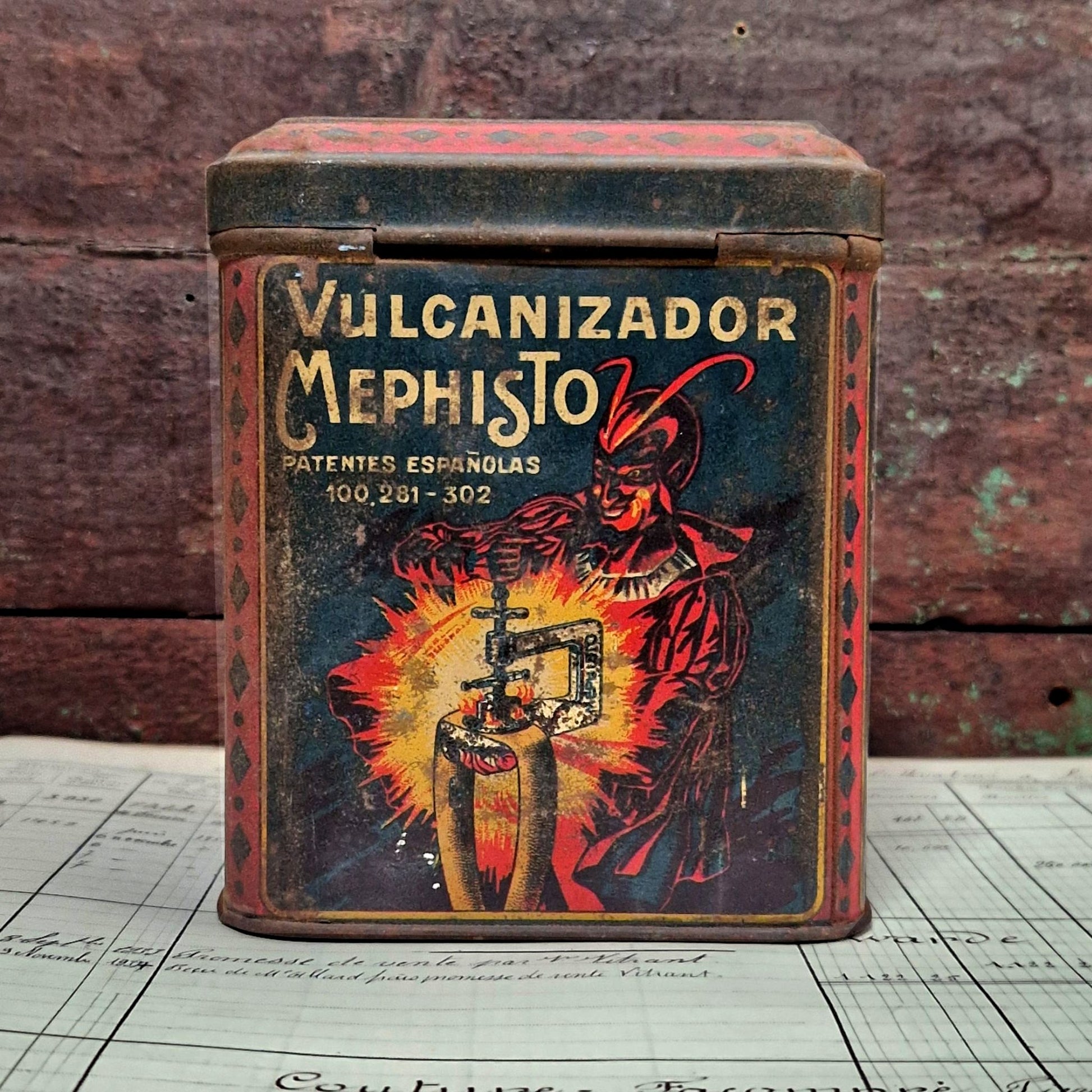 vintage advertising tin mephisto